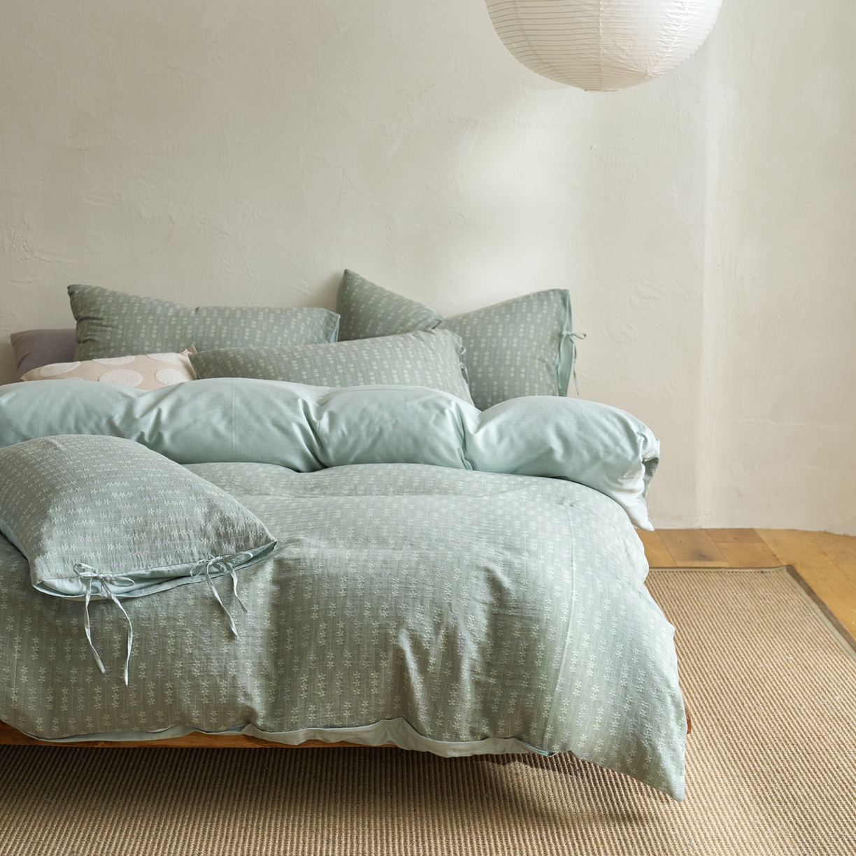 91家纺网 家纺一手货源 找家纺 （总）久典家居 2025新款全棉色织提花系带款四件套-花锦系列（买家秀找客服)