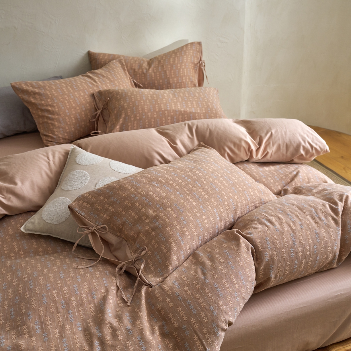 久典家居 2025新款全棉色织提花系带款四件套-花锦系列（买家秀找客服) 花锦-咖