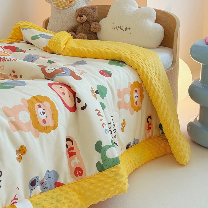 91家纺网 家纺一手货源 找家纺 2025新款3D触感全棉豆豆被儿童豆豆被春秋被冬被幼儿园被子 布拉乐园-一体款