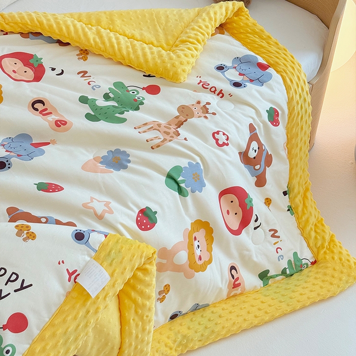 91家纺网 家纺一手货源 找家纺 2025新款3D触感全棉豆豆被儿童豆豆被春秋被冬被幼儿园被子 布拉乐园-一体款