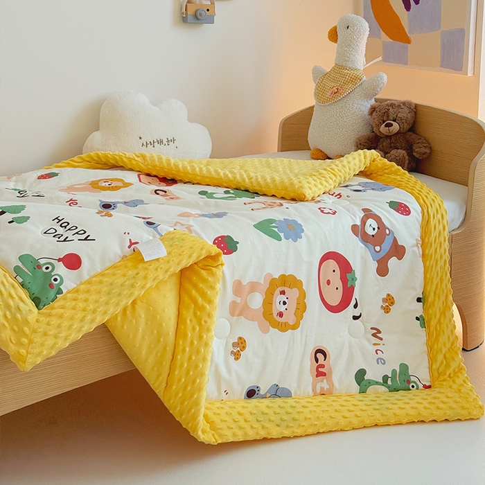 91家纺网 家纺一手货源 找家纺 2025新款3D触感全棉豆豆被儿童豆豆被春秋被冬被幼儿园被子 布拉乐园-一体款