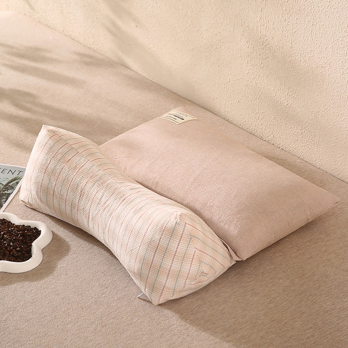 91家纺网 家纺一手货源 找家纺 金牛枕芯 2025新款三角牵引组合养麦枕头枕芯 卡其