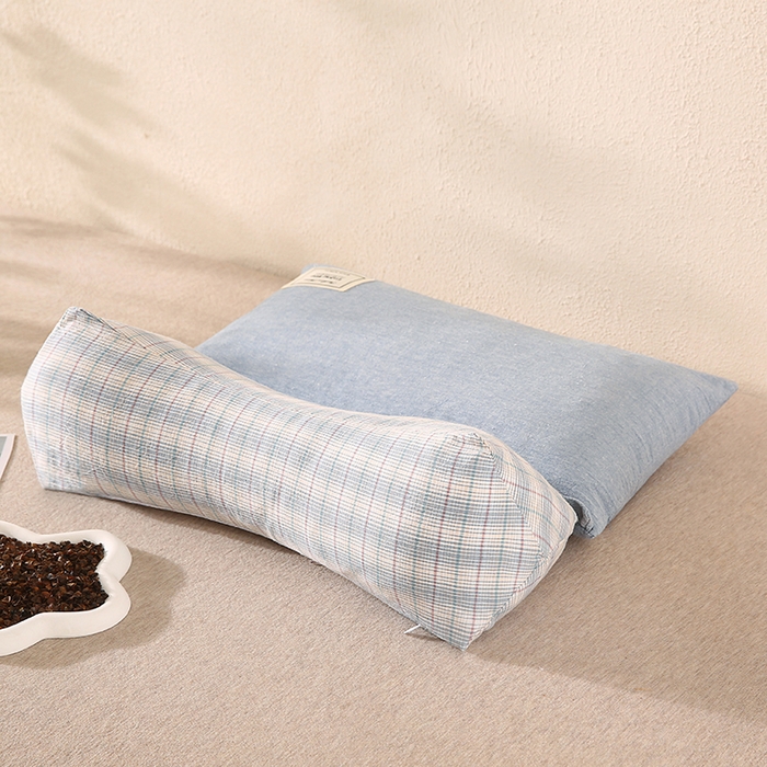 91家纺网 家纺一手货源 找家纺 金牛枕芯 2025新款三角牵引组合养麦枕头枕芯 蓝色