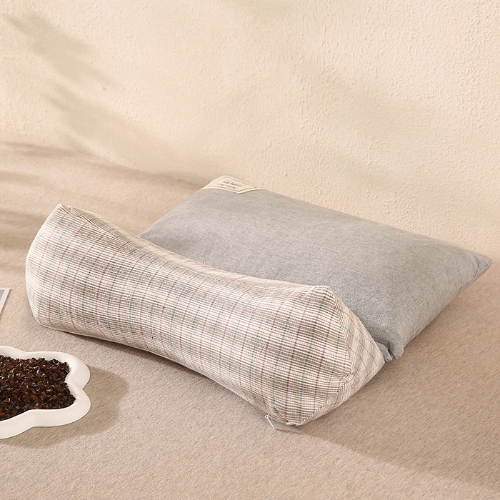 91家纺网 家纺一手货源 找家纺 金牛枕芯 2025新款三角牵引组合养麦枕头枕芯 浅灰