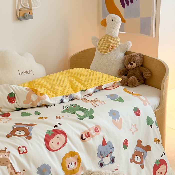 91家纺网 家纺一手货源 找家纺 2025新款3D触感全棉豆豆被儿童豆豆被春秋被冬被幼儿园被子 布拉乐园-可拆款