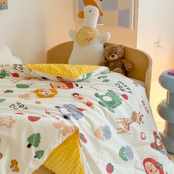 91家纺网 家纺一手货源 找家纺 2025新款3D触感全棉豆豆被儿童豆豆被春秋被冬被幼儿园被子 布拉乐园-可拆款