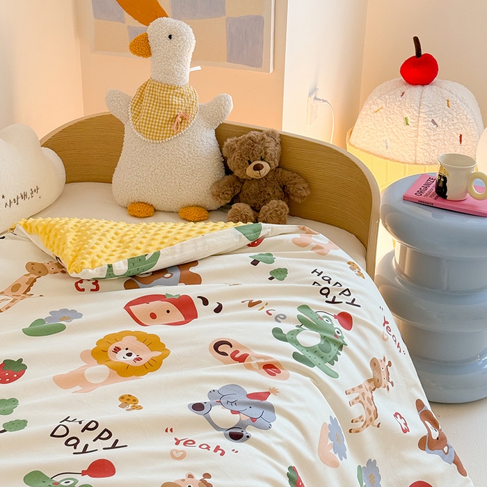 91家纺网 家纺一手货源 找家纺 2025新款3D触感全棉豆豆被儿童豆豆被春秋被冬被幼儿园被子 布拉乐园-可拆款