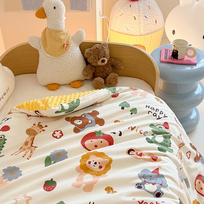 91家纺网 家纺一手货源 找家纺 2025新款3D触感全棉豆豆被儿童豆豆被春秋被冬被幼儿园被子 布拉乐园-可拆款