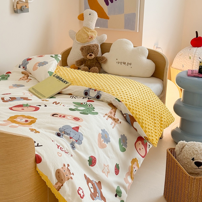 91家纺网 家纺一手货源 找家纺 2025新款3D触感全棉豆豆被儿童豆豆被春秋被冬被幼儿园被子 布拉乐园-可拆款