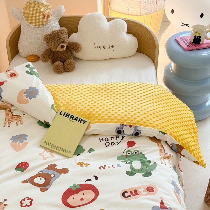 91家纺网 家纺一手货源 找家纺 2025新款3D触感全棉豆豆被儿童豆豆被春秋被冬被幼儿园被子 布拉乐园-可拆款