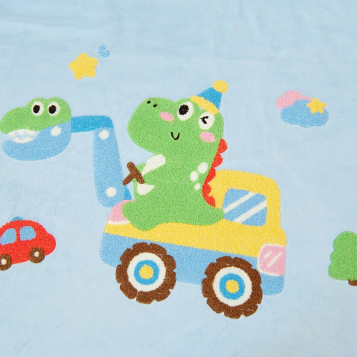 91家纺网 家纺一手货源 找家纺 鱼宝 2025新款毛巾绣牛奶绒被套被芯套件 淘气恐龙