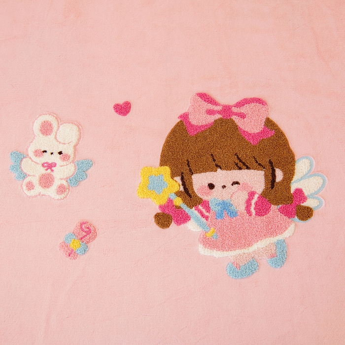 91家纺网 家纺一手货源 找家纺 鱼宝 2025新款毛巾绣牛奶绒被套被芯套件 小魔仙