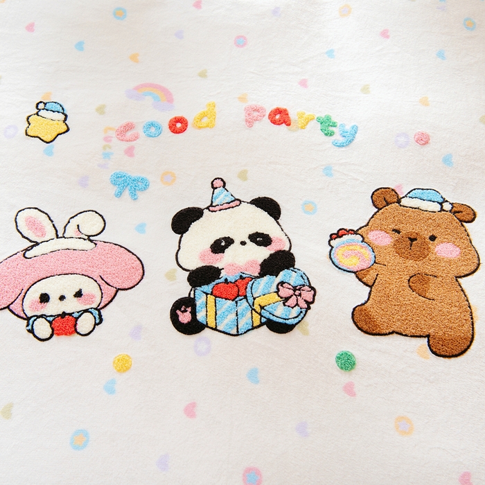 91家纺网 家纺一手货源 找家纺 鱼宝 2025新款毛巾绣牛奶绒被套被芯套件 游乐园