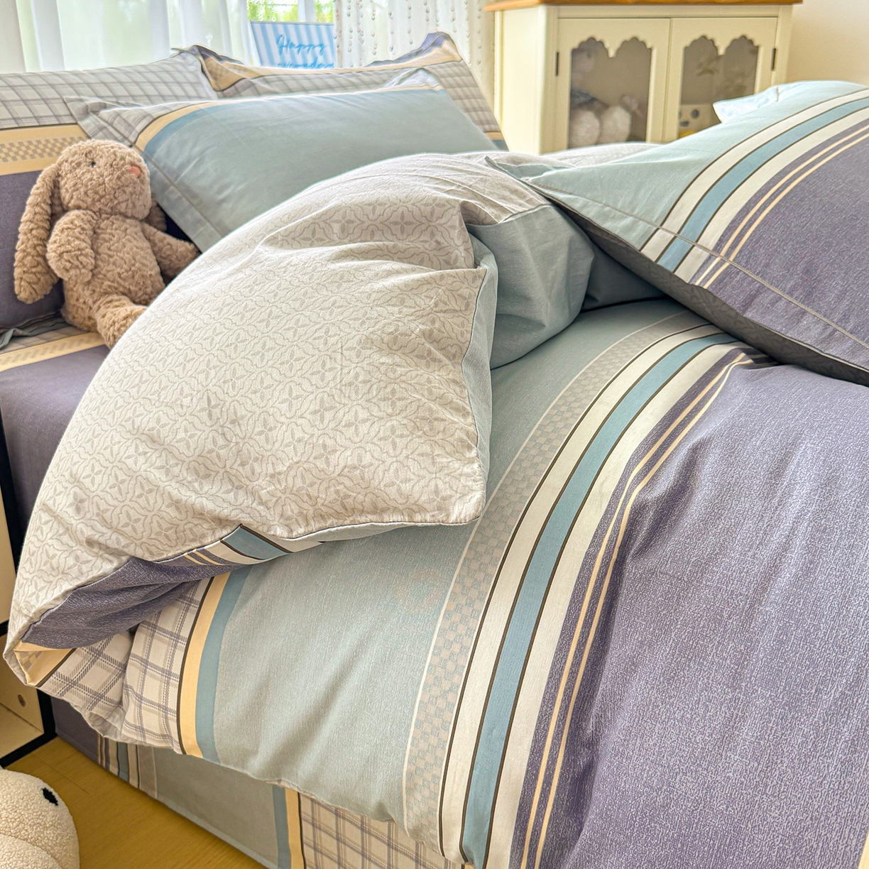 91家纺网 家纺一手货源 找家纺 红粉佳人家纺 2025新款12868纯棉系列全棉四件套 爱之艺