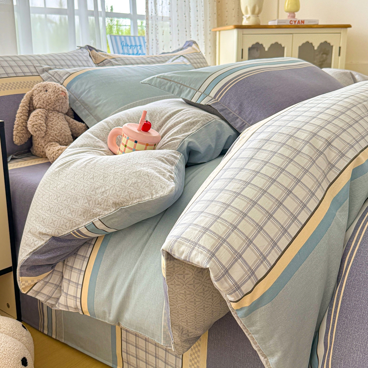 91家纺网 家纺一手货源 找家纺 红粉佳人家纺 2025新款12868纯棉系列全棉四件套 爱之艺