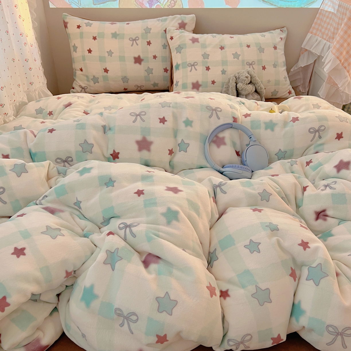 91家纺网 家纺一手货源 找家纺 （总）桃喜 2025新款牛奶绒印花系列四件套（会员-5）