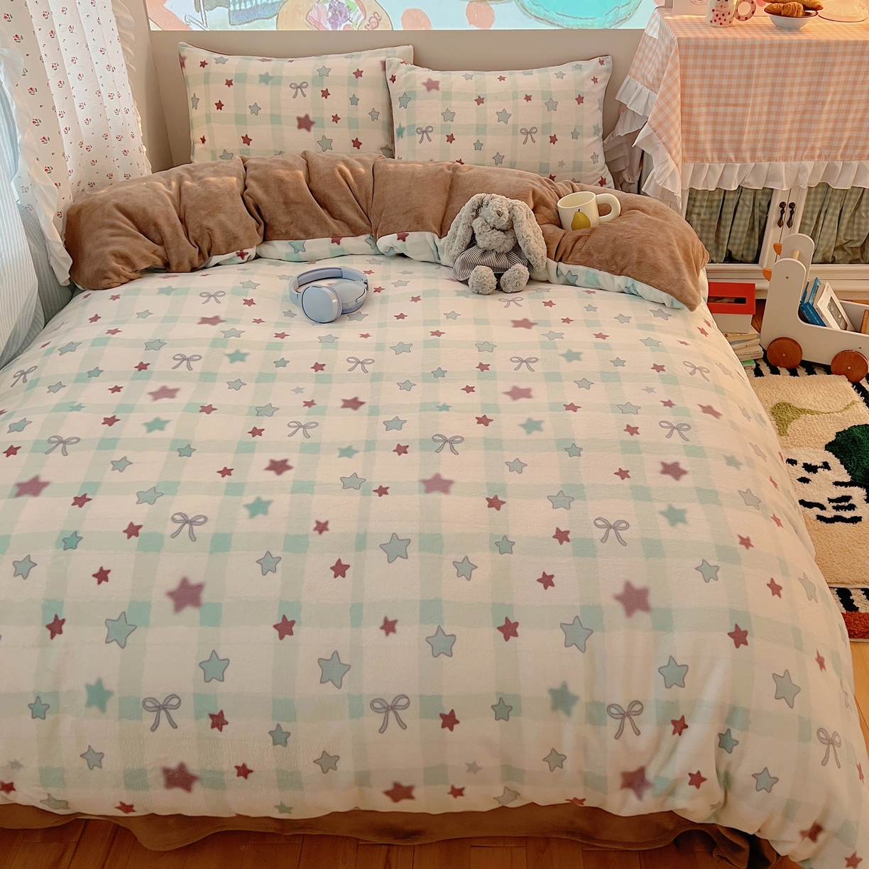 91家纺网 家纺一手货源 找家纺 （总）桃喜 2025新款牛奶绒印花系列四件套（会员-5）