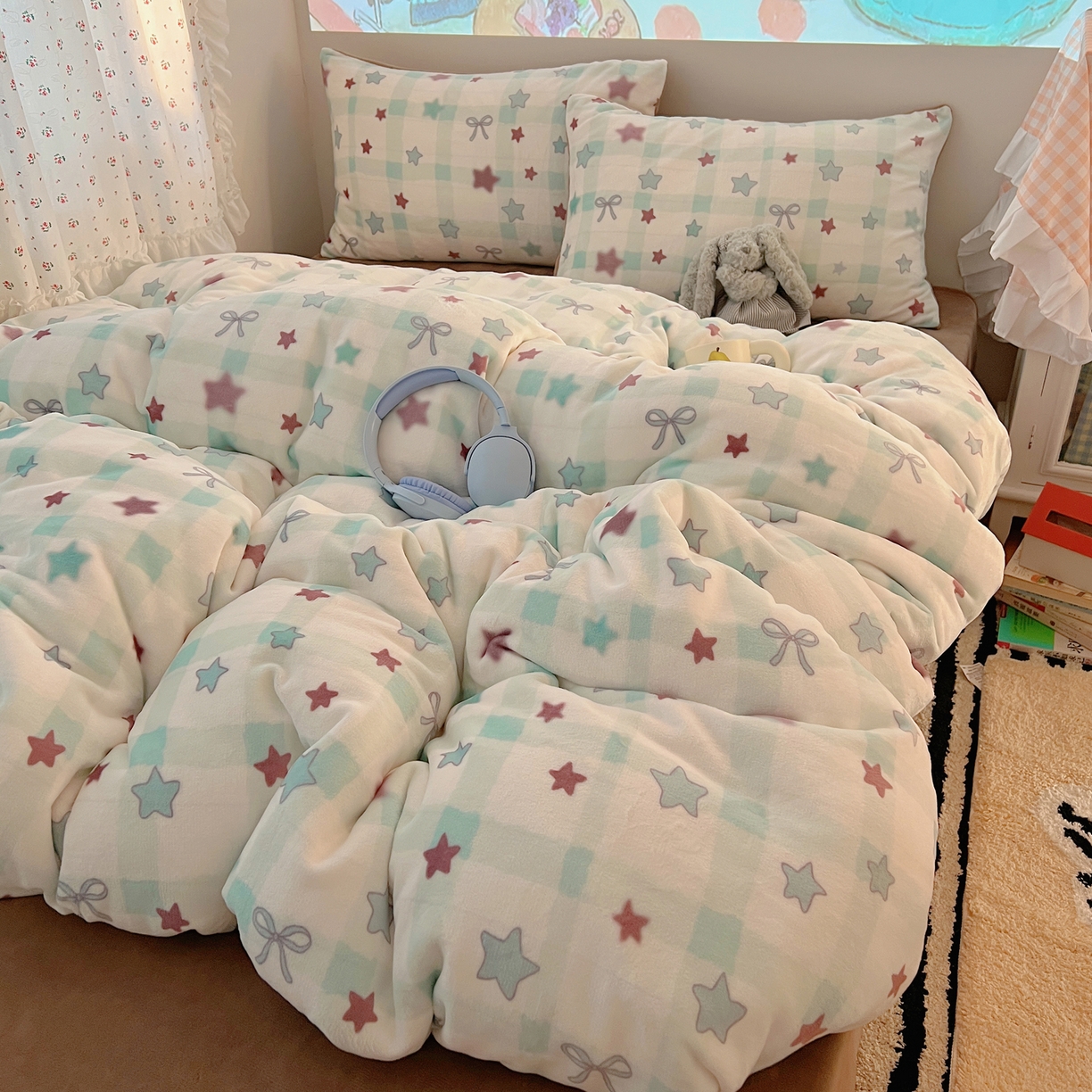 91家纺网 家纺一手货源 找家纺 （总）桃喜 2025新款牛奶绒印花系列四件套（会员-5）