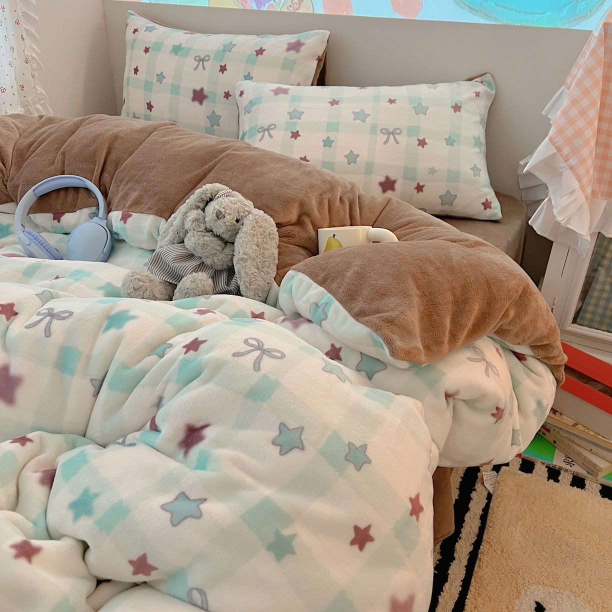 91家纺网 家纺一手货源 找家纺 （总）桃喜 2025新款牛奶绒印花系列四件套（会员-5）