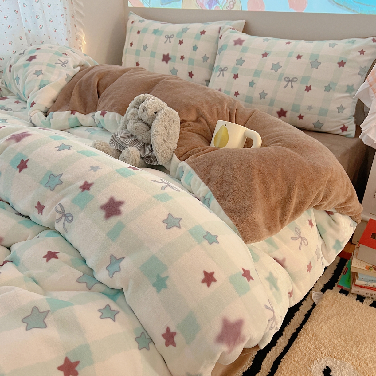 91家纺网 家纺一手货源 找家纺 （总）桃喜 2025新款牛奶绒印花系列四件套（会员-5）