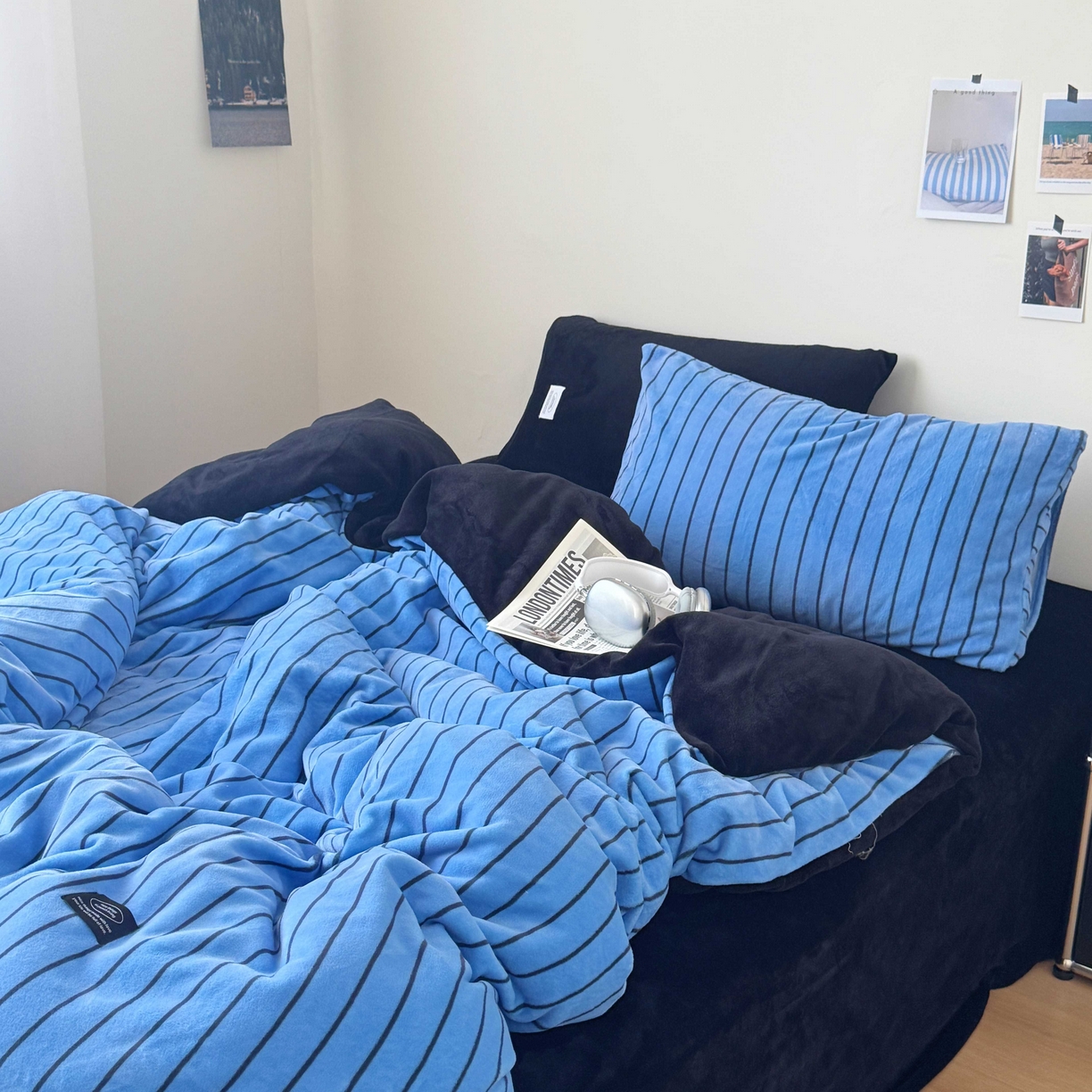 91家纺网 家纺一手货源 找家纺 （总）桃喜 2025新款条纹牛奶绒系列四件套（会员-5）