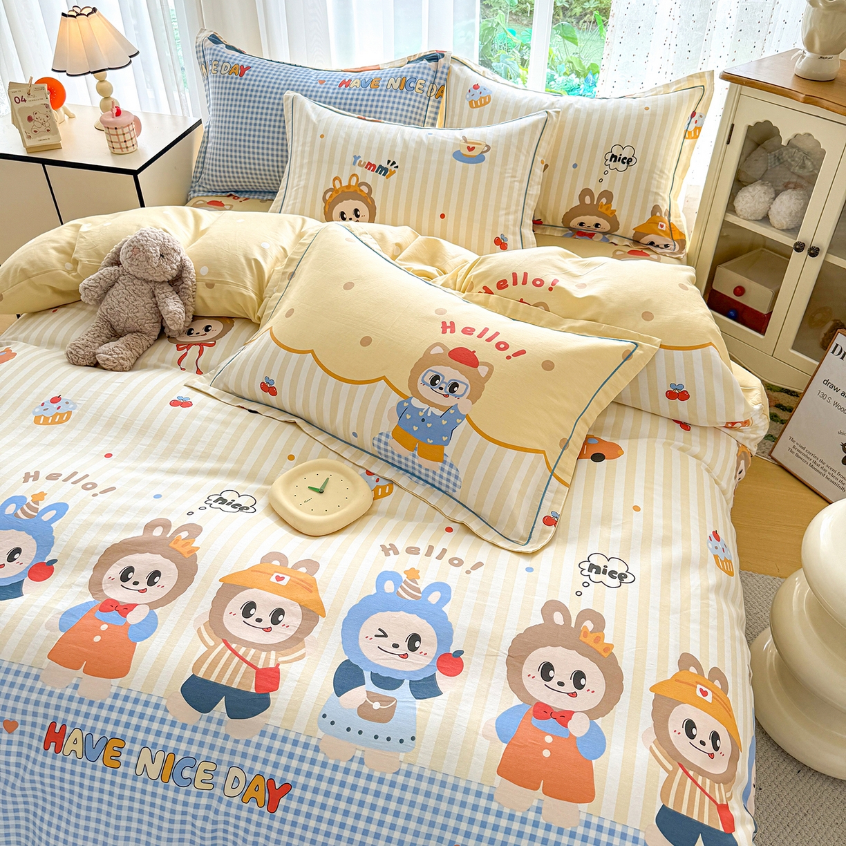 91家纺网 家纺一手货源 找家纺 红粉佳人家纺 2025新款12868纯棉系列全棉四件套 布布宝贝