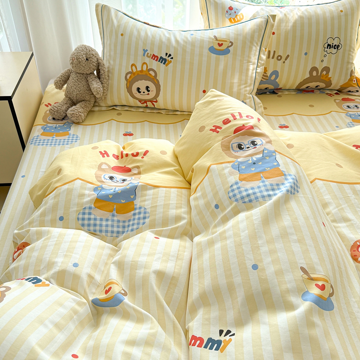 91家纺网 家纺一手货源 找家纺 红粉佳人家纺 2025新款12868纯棉系列全棉四件套 布布宝贝