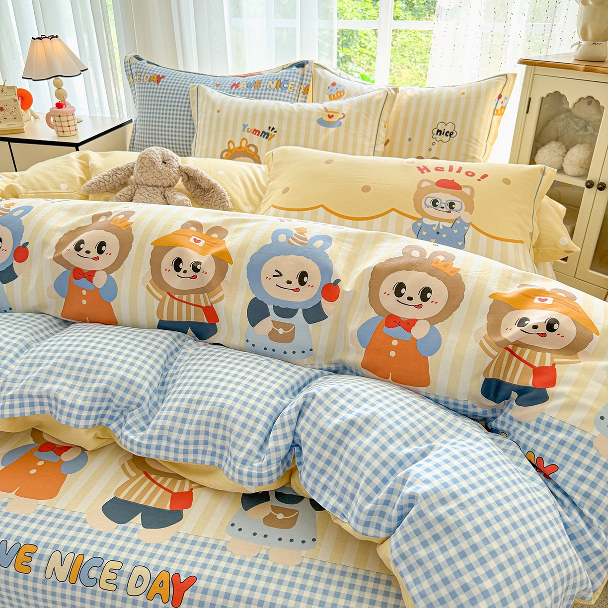 91家纺网 家纺一手货源 找家纺 红粉佳人家纺 2025新款12868纯棉系列全棉四件套 布布宝贝