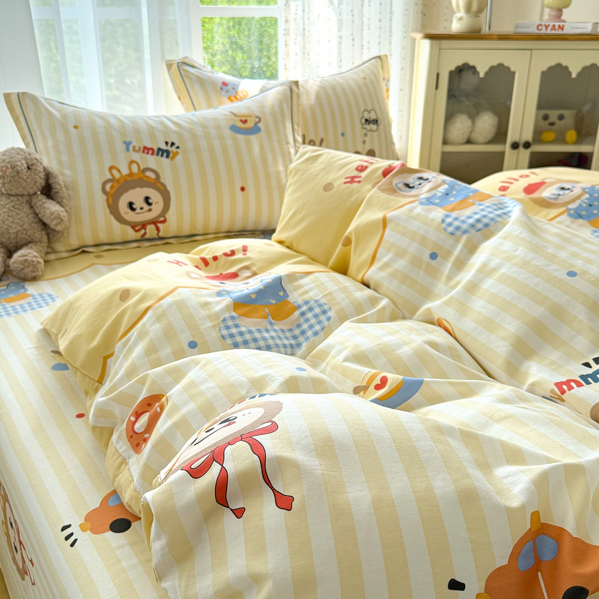 91家纺网 家纺一手货源 找家纺 红粉佳人家纺 2025新款12868纯棉系列全棉四件套 布布宝贝