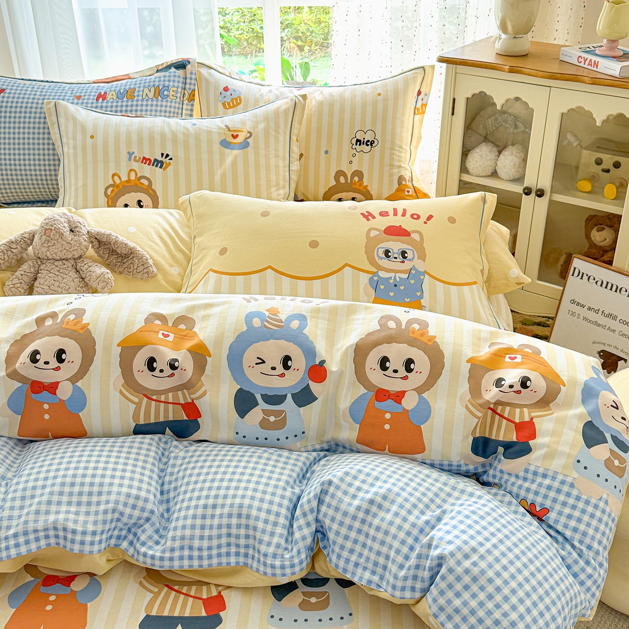 91家纺网 家纺一手货源 找家纺 红粉佳人家纺 2025新款12868纯棉系列全棉四件套 布布宝贝