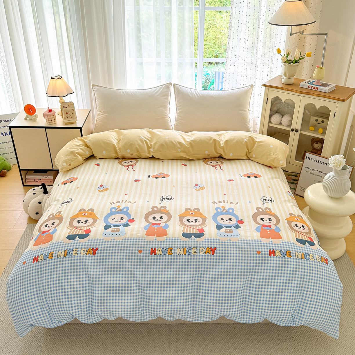 91家纺网 家纺一手货源 找家纺 红粉佳人家纺 2025新款12868纯棉系列全棉四件套 布布宝贝