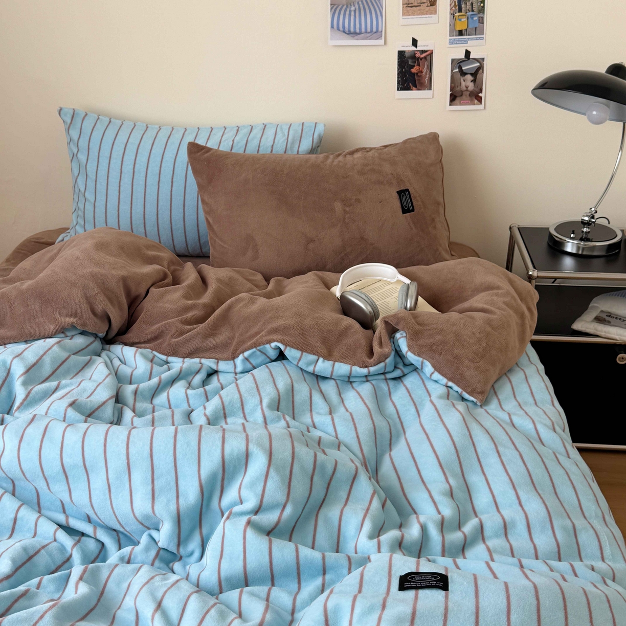 91家纺网 家纺一手货源 找家纺 （总）桃喜 2025新款条纹牛奶绒系列四件套（会员-5）