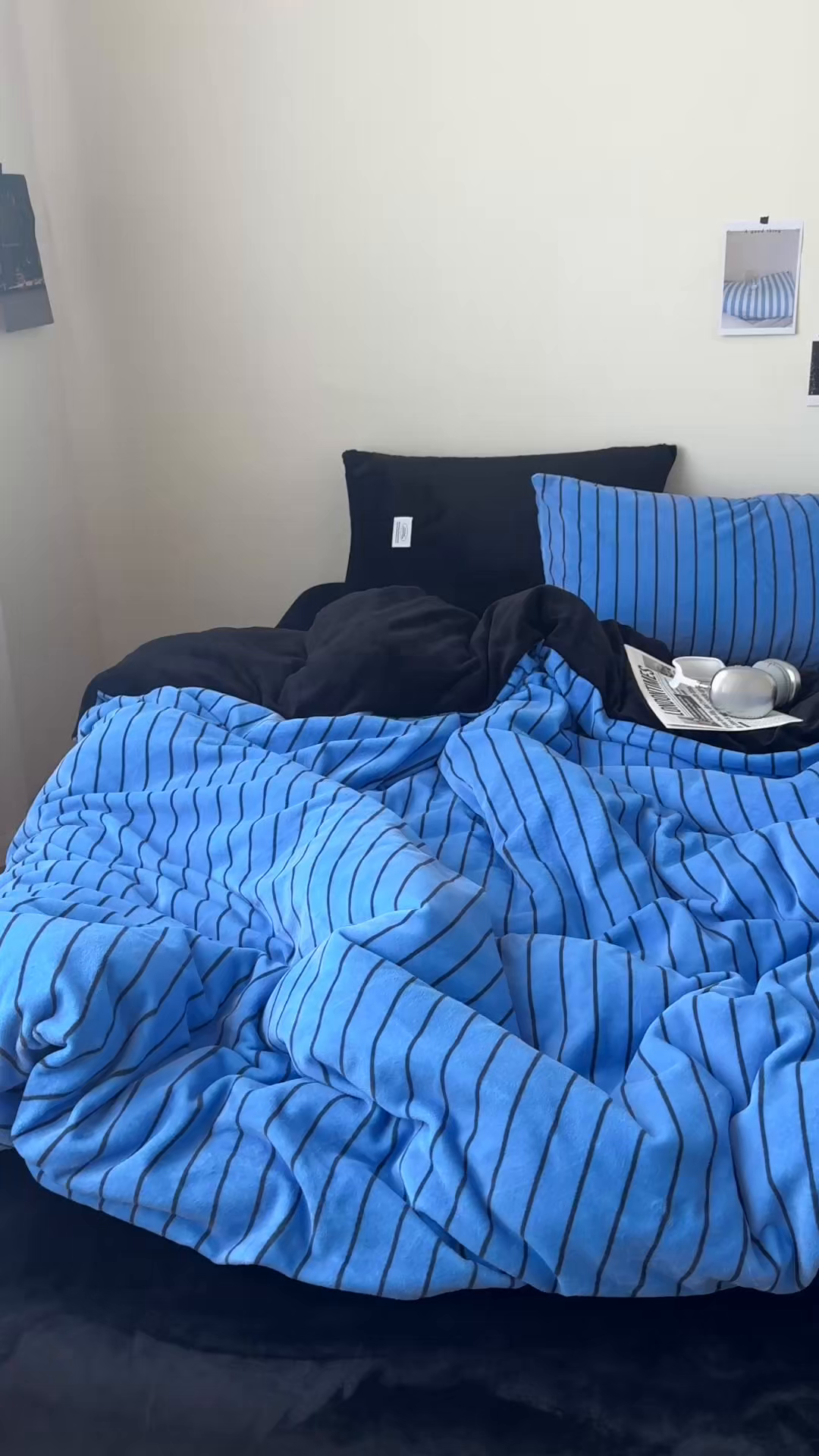 91家纺网 家纺一手货源 找家纺 桃喜 2025新款条纹牛奶绒系列四件套（会员-5） 冰岛蓝