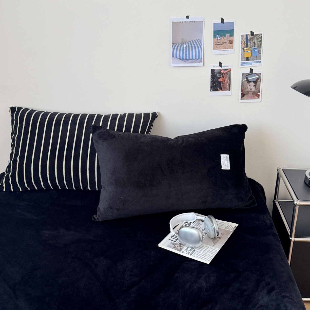 91家纺网 家纺一手货源 找家纺 桃喜 2025新款条纹牛奶绒系列四件套（会员-5） 复古黑白