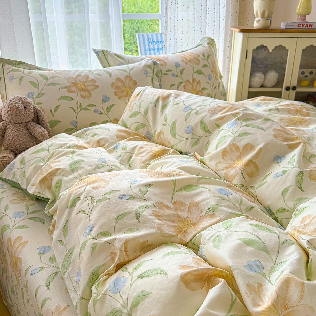 91家纺网 家纺一手货源 找家纺 红粉佳人家纺 2025新款12868纯棉系列全棉四件套 旷野听风