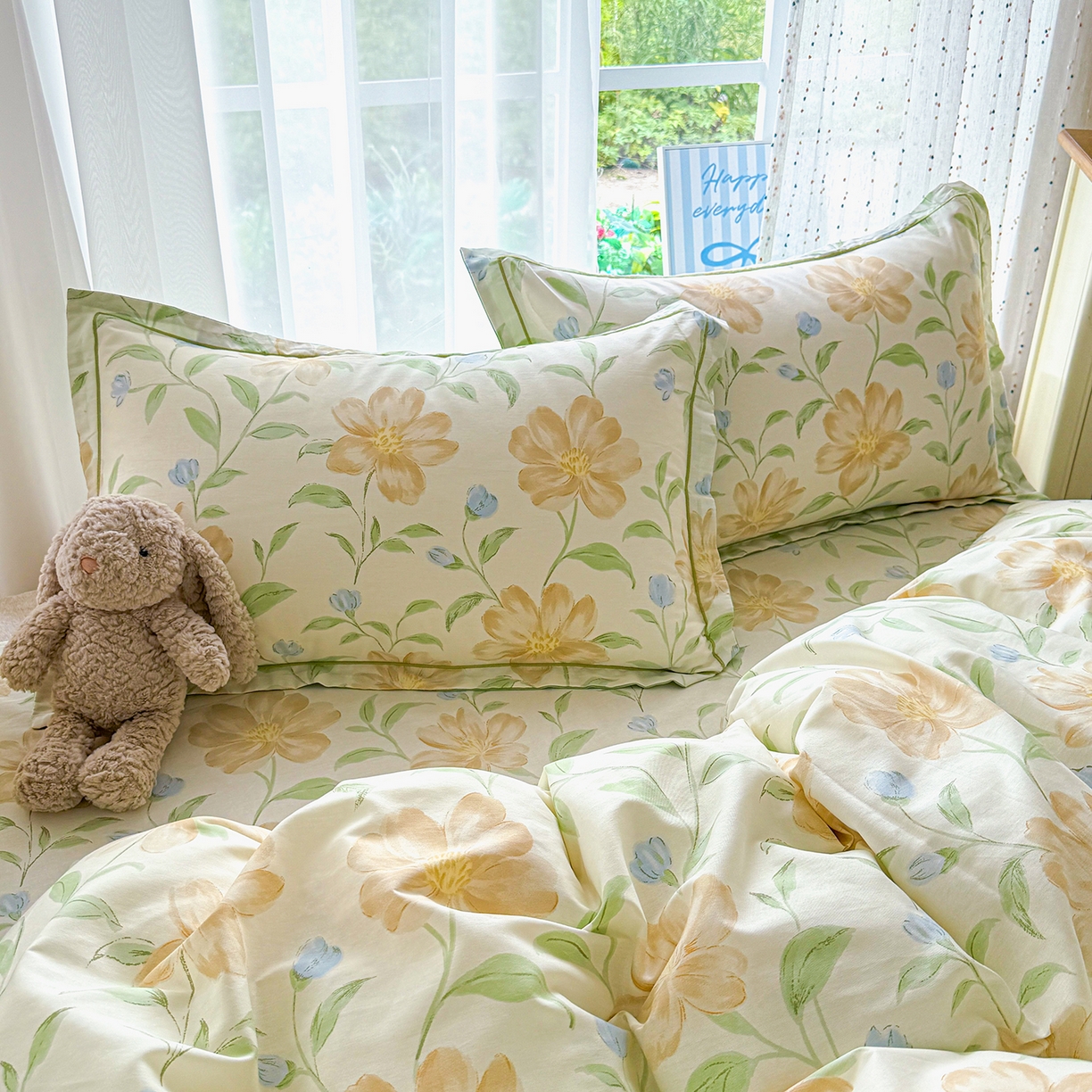 91家纺网 家纺一手货源 找家纺 红粉佳人家纺 2025新款12868纯棉系列全棉四件套 旷野听风