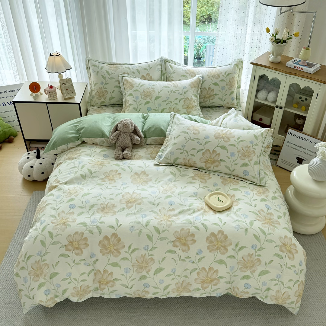 91家纺网 家纺一手货源 找家纺 红粉佳人家纺 2025新款12868纯棉系列全棉四件套 旷野听风