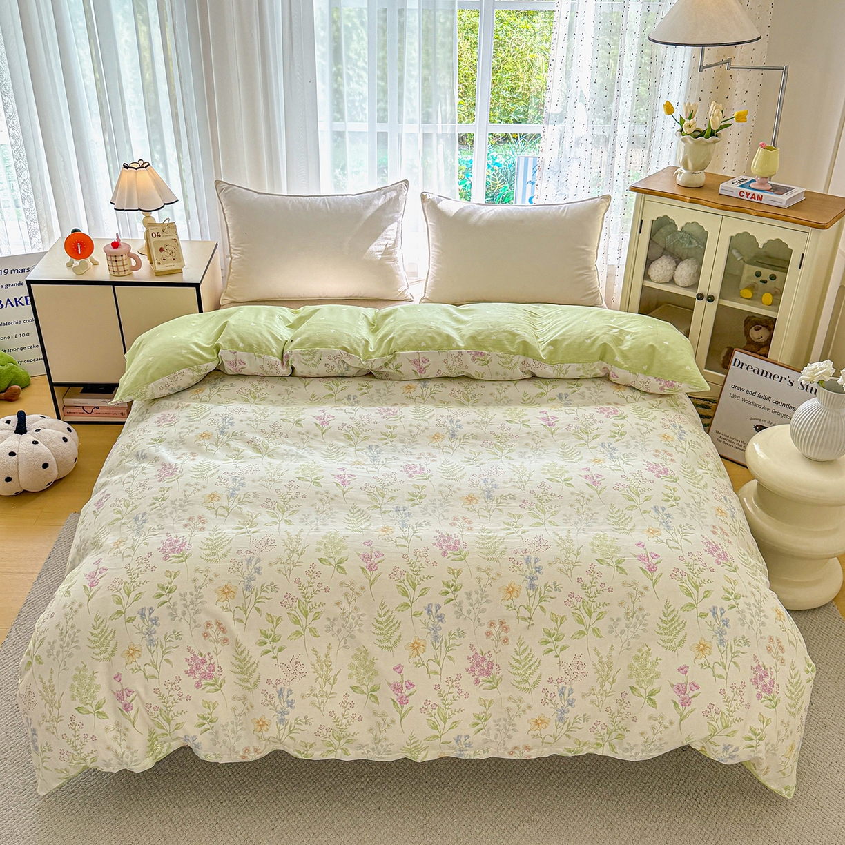 91家纺网 家纺一手货源 找家纺 红粉佳人家纺 2025新款12868纯棉系列全棉四件套 漫步花语