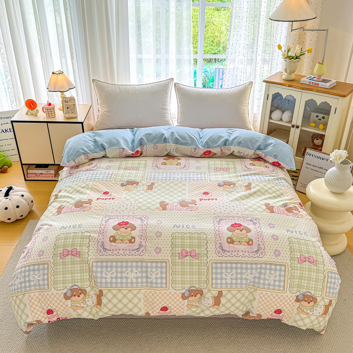 91家纺网 家纺一手货源 找家纺 红粉佳人家纺 2025新款12868纯棉系列全棉四件套 趴趴乐园