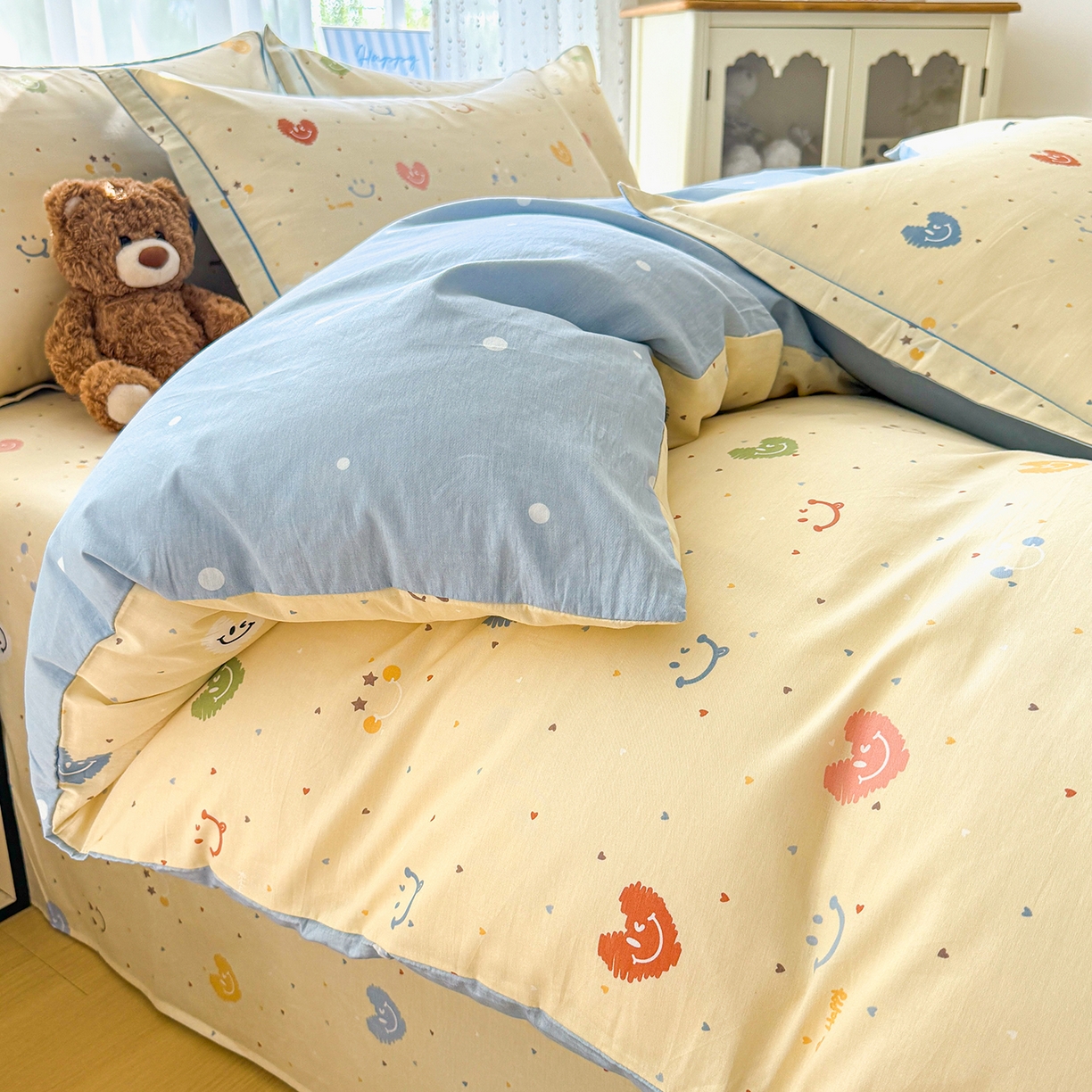 91家纺网 家纺一手货源 找家纺 红粉佳人家纺 2025新款12868纯棉系列全棉四件套 心乐园