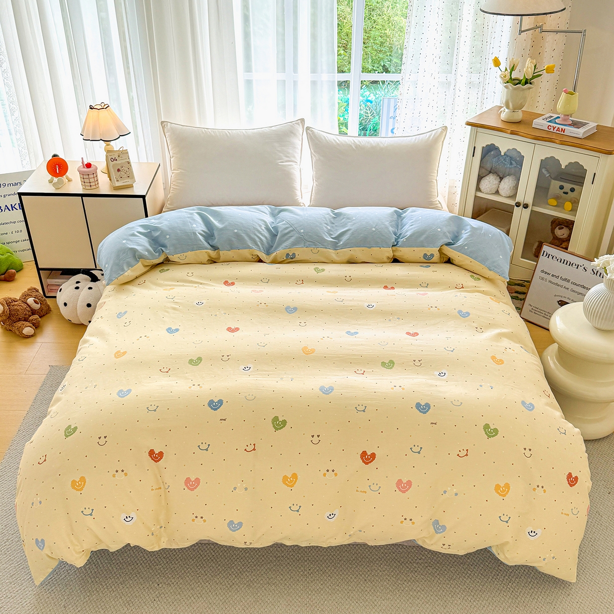 91家纺网 家纺一手货源 找家纺 红粉佳人家纺 2025新款12868纯棉系列全棉四件套 心乐园