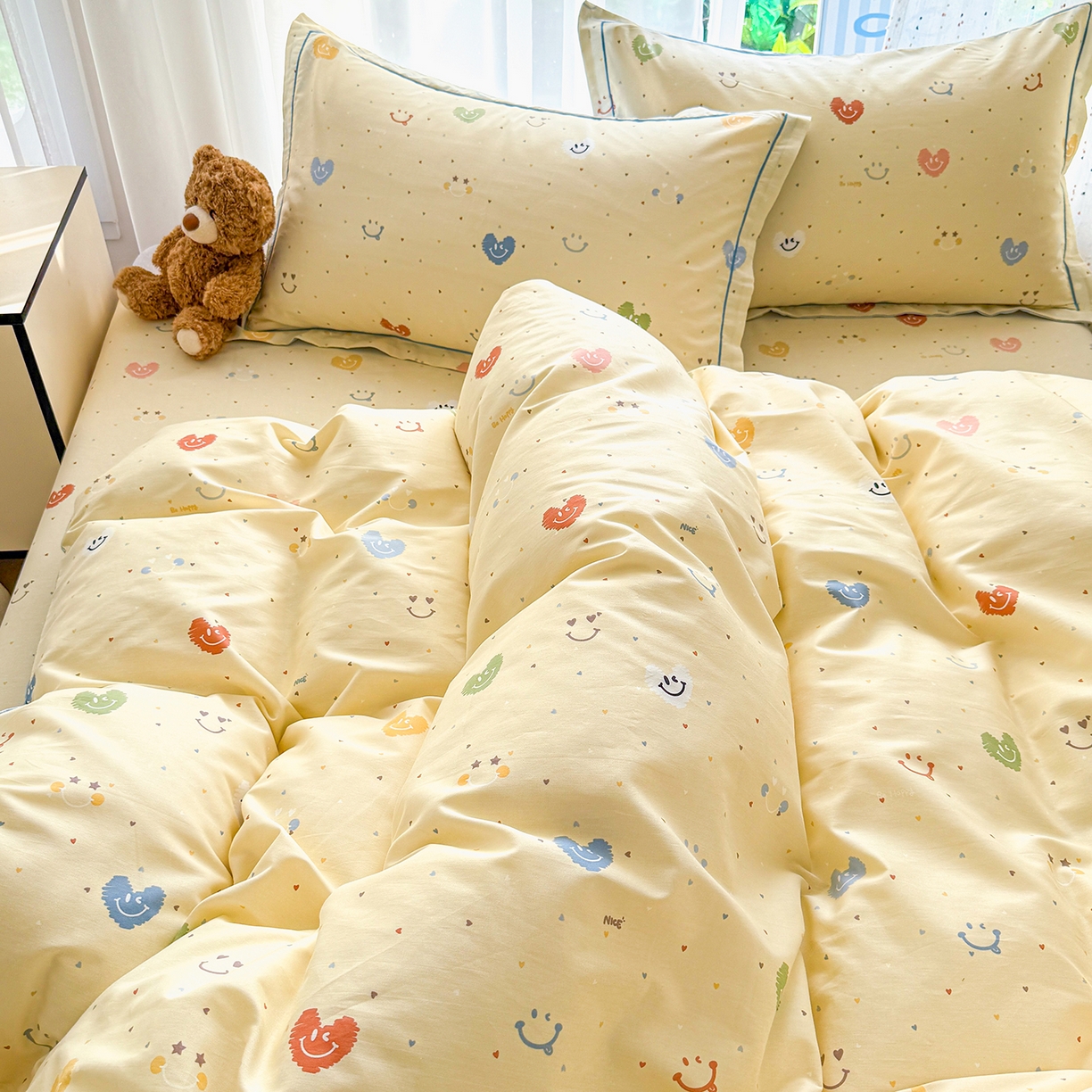 91家纺网 家纺一手货源 找家纺 红粉佳人家纺 2025新款12868纯棉系列全棉四件套 心乐园