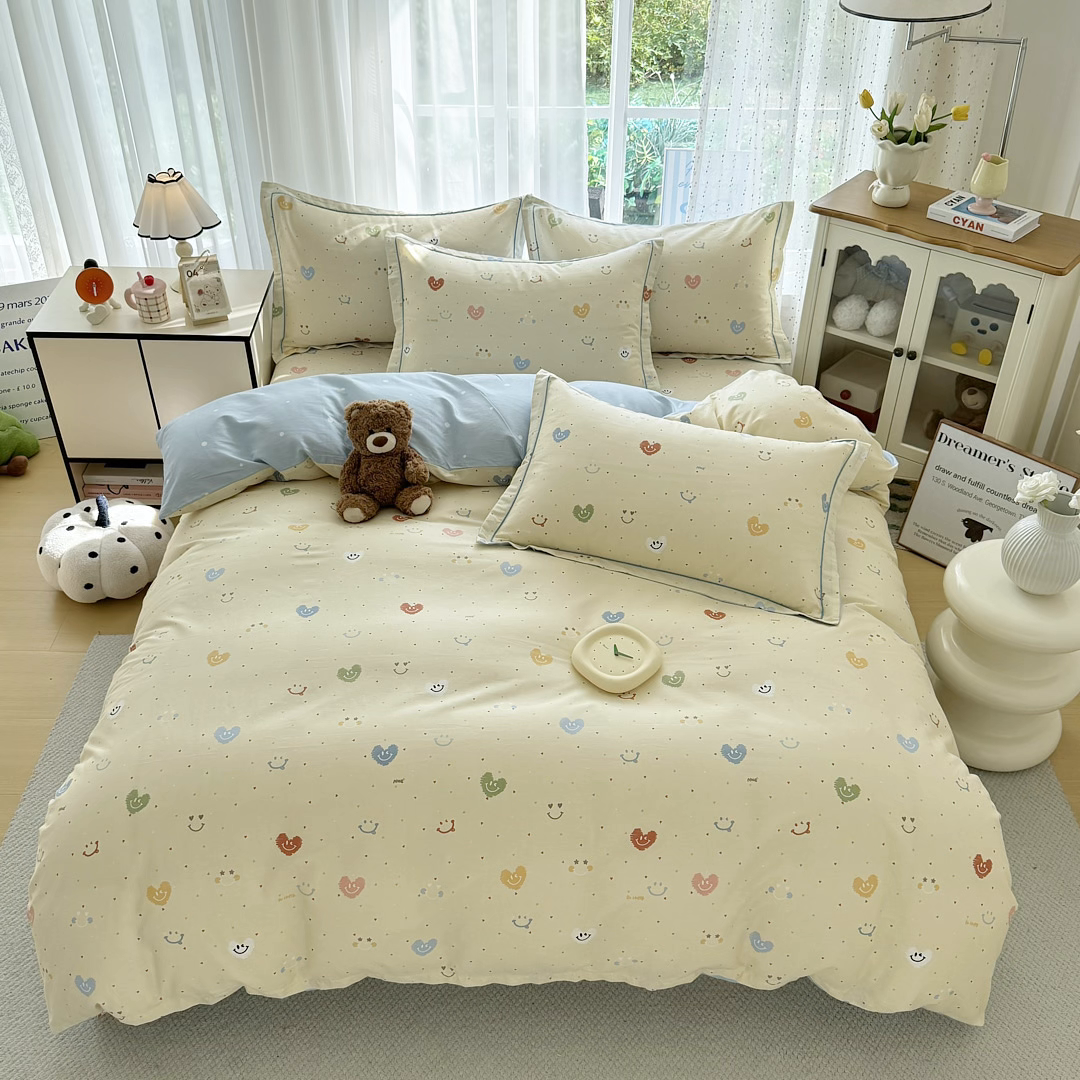 91家纺网 家纺一手货源 找家纺 红粉佳人家纺 2025新款12868纯棉系列全棉四件套 心乐园