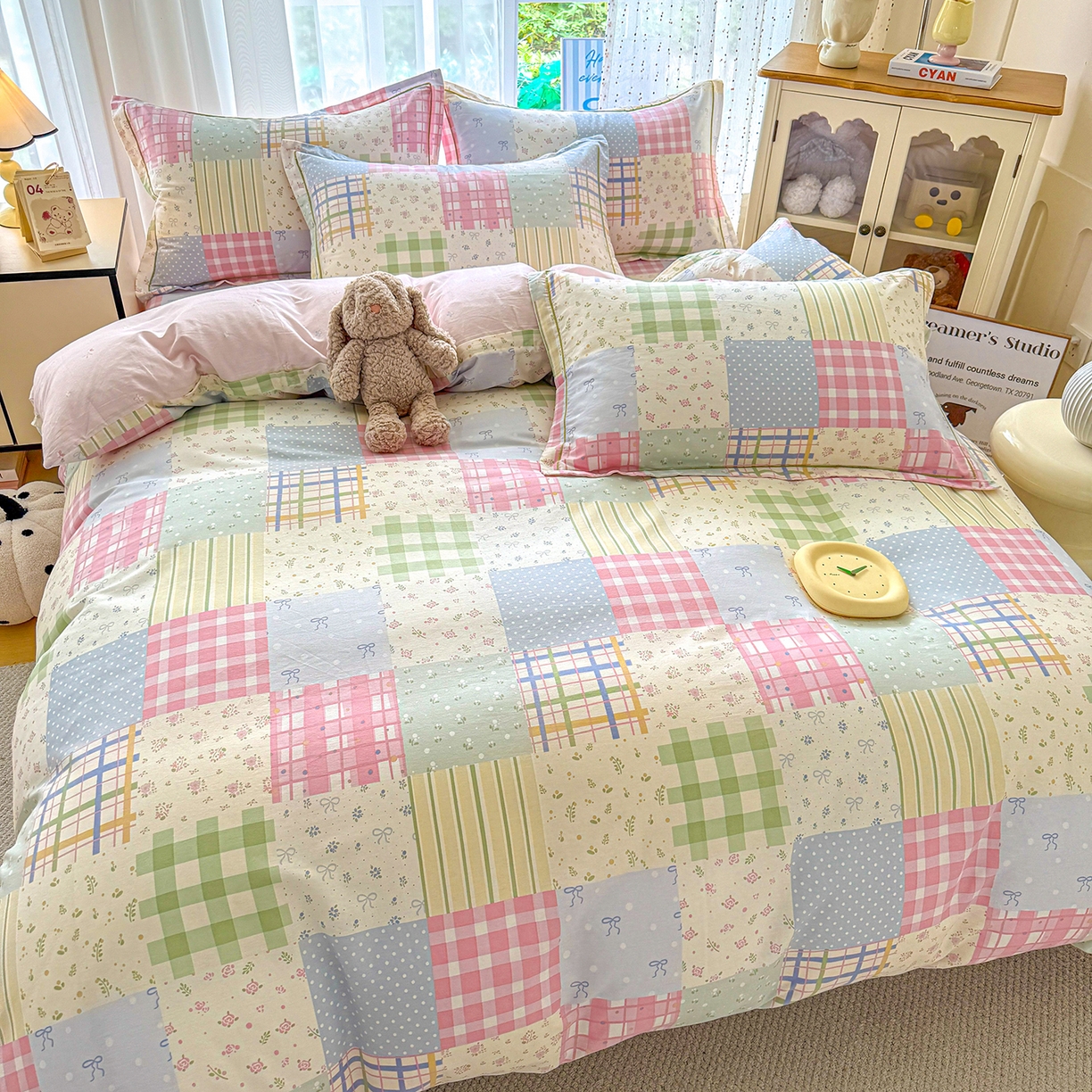 91家纺网 家纺一手货源 找家纺 红粉佳人家纺 2025新款12868纯棉系列全棉单床单 花笺拼布