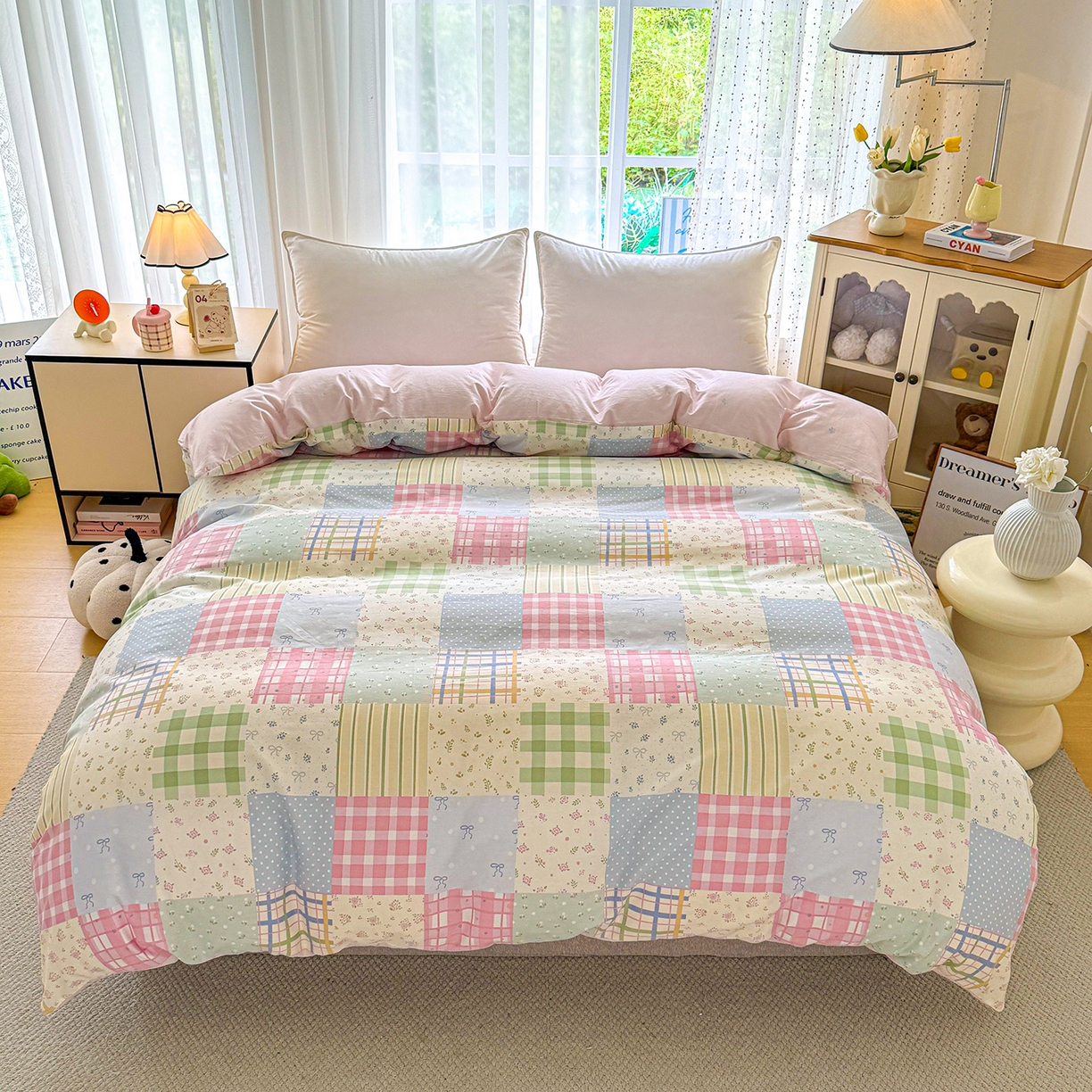 91家纺网 家纺一手货源 找家纺 红粉佳人家纺 2025新款12868纯棉系列全棉单床单 花笺拼布