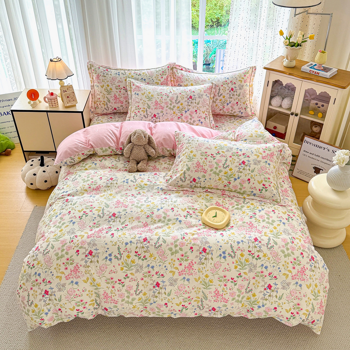 91家纺网 家纺一手货源 找家纺 红粉佳人家纺 2025新款12868纯棉系列全棉单床单 花香