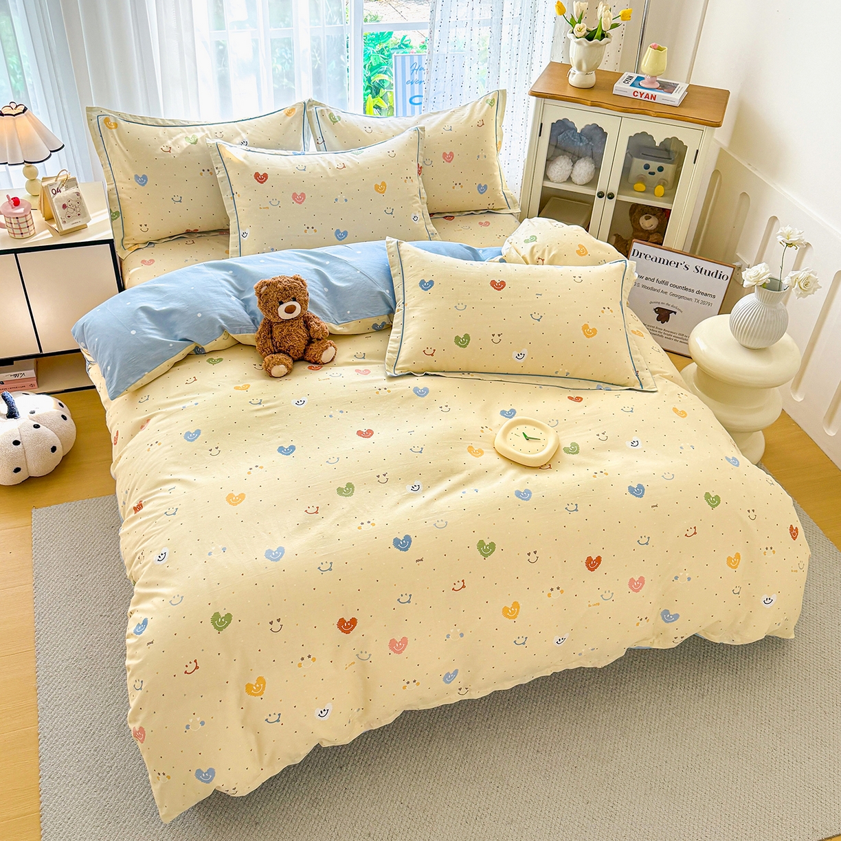 91家纺网 家纺一手货源 找家纺 红粉佳人家纺 2025新款12868纯棉系列全棉单床单 心乐园