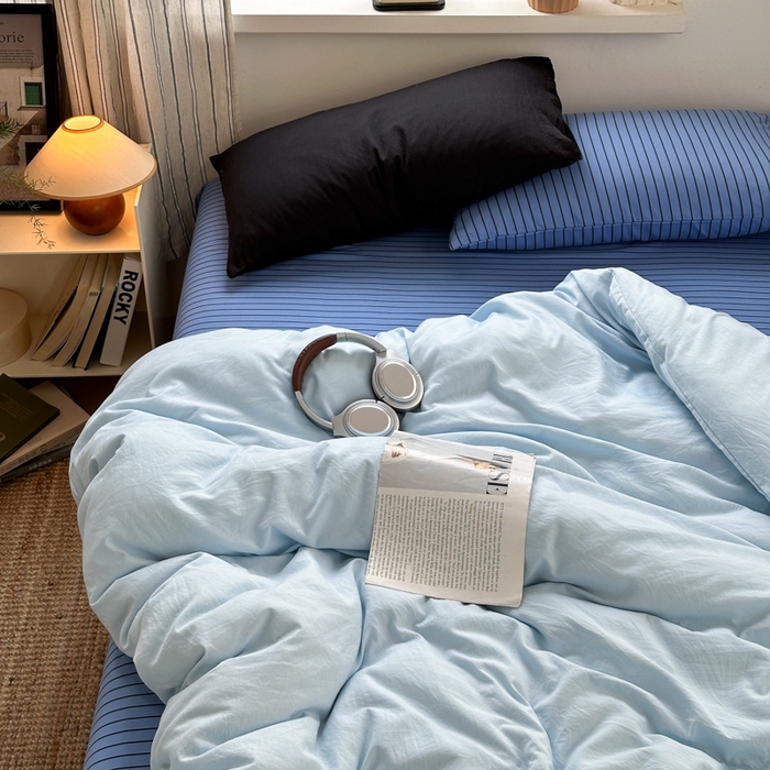 91家纺网 家纺一手货源 找家纺 尤米 2025新款中古风水洗棉四件套 岛屿森林