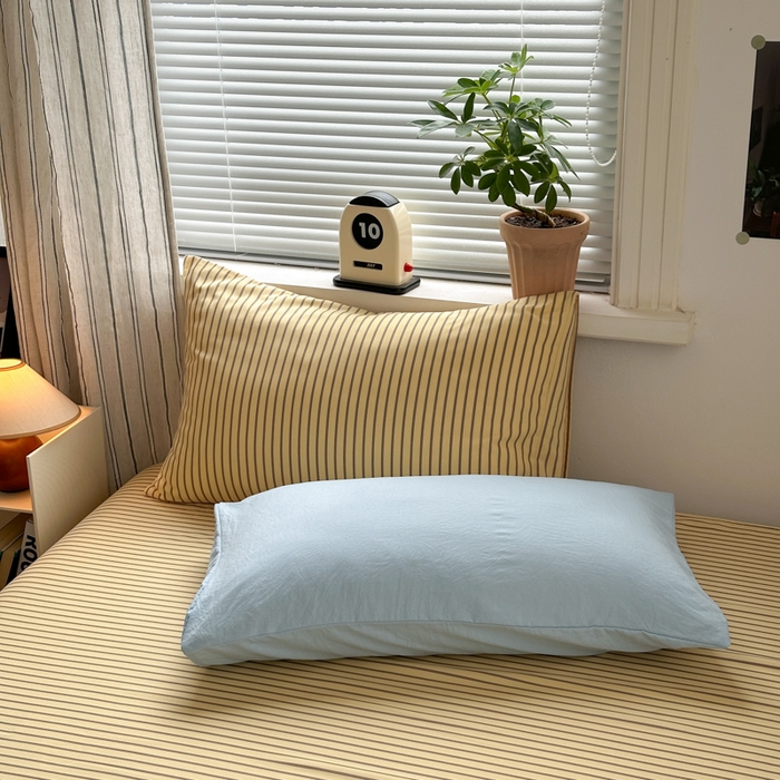 91家纺网 家纺一手货源 找家纺 尤米 2025新款中古风水洗棉四件套 栗子拿铁