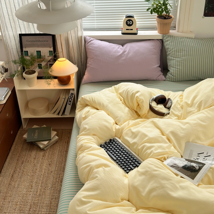 91家纺网 家纺一手货源 找家纺 （总）尤米 2025新款中古风水洗棉四件套